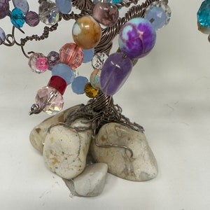 Stunning Handmade Wire Wrap Multi Color Tree Mounted on Creek Polished ...