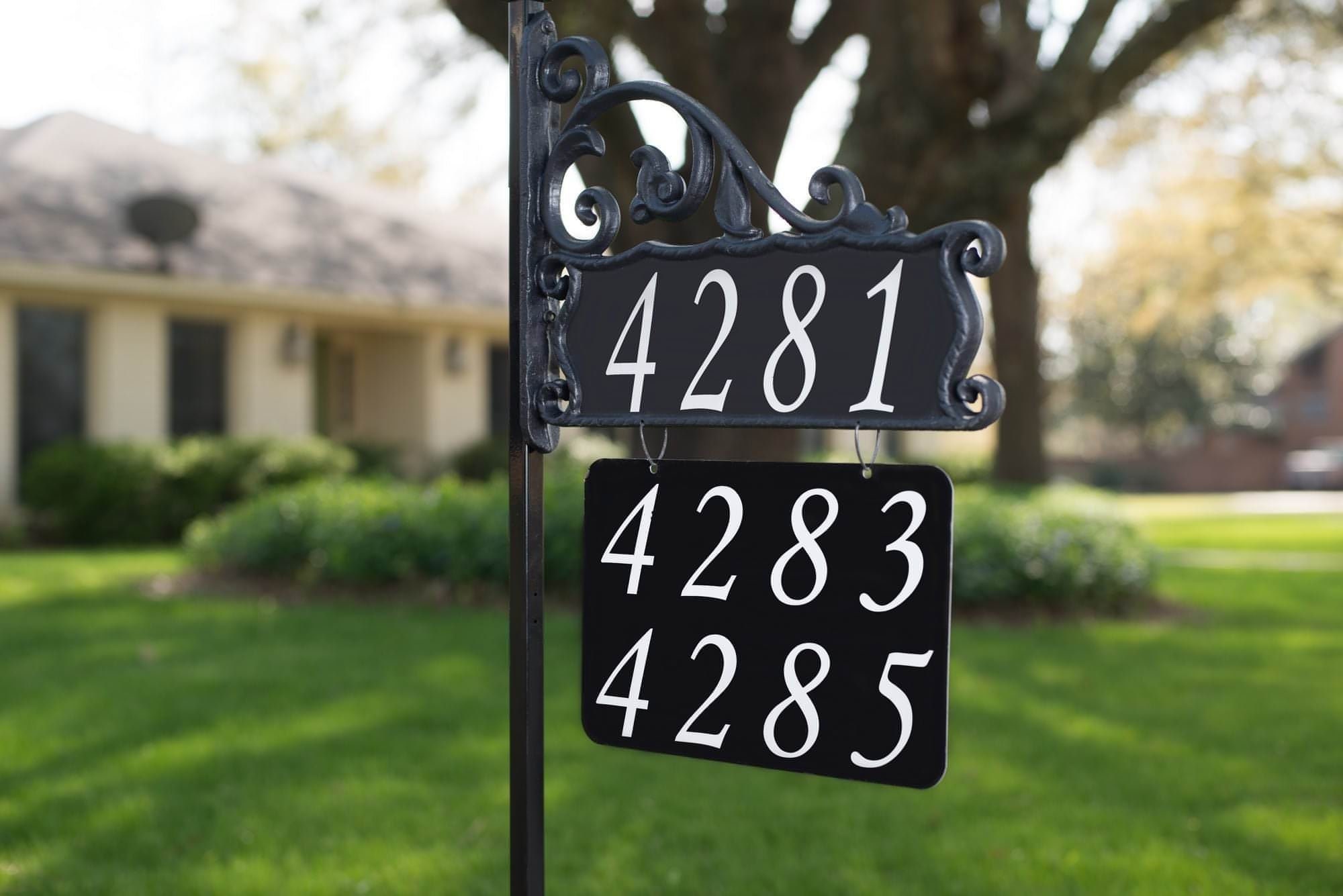 Triple Address Sign Address America - Boardwalk Two Sided Reflective Address Sign W/ Double ...