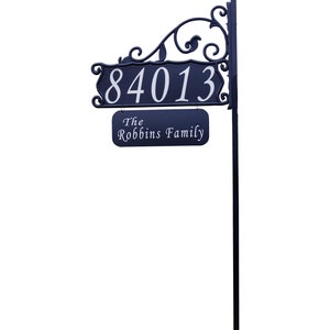 Address America Boardwalk XL Double Sided Reflective Address Sign with Large 6&quot;Numbers on an 80&quot; Pole - Available with or without Nameplate