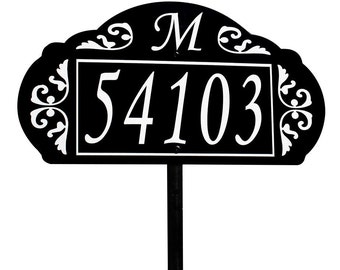 Address America Gorgeous Address Sign - Classy La Paris Garden - Reflective 4" Numbers w/ monogram.  Ready to Install