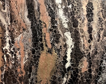Acrylic Pour Art Painting Metallic 15" x 30" Gallery Wrap Stretched Canvas  "Anya Art"