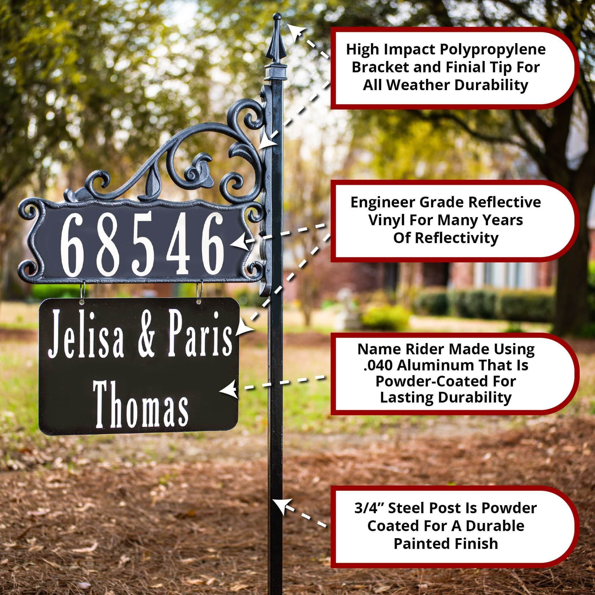 Triple Address Sign Address America - Boardwalk Two Sided Reflective Address Sign W/ Double ...