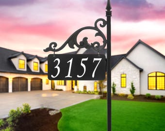 Address America Annandale Address Sign with 30" Post – Handcrafted, Reflective, Double-Sided House Number Sign for 911