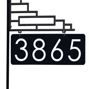 Address America - XL Contemporary Super Reflective Yard Address Sign - Residential Or Business - 6&quot; Numbers On Both Sides