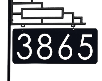 Address America - XL Contemporary Super Reflective Yard Address Sign - Residential Or Business - 6" Numbers On Both Sides