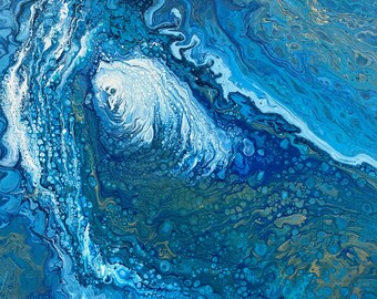 Abstract Acrylic Art Pour Painting With Metallic   - Art 20" x 20" Gallery Wrap Stretched Canvas  "Anya Art"