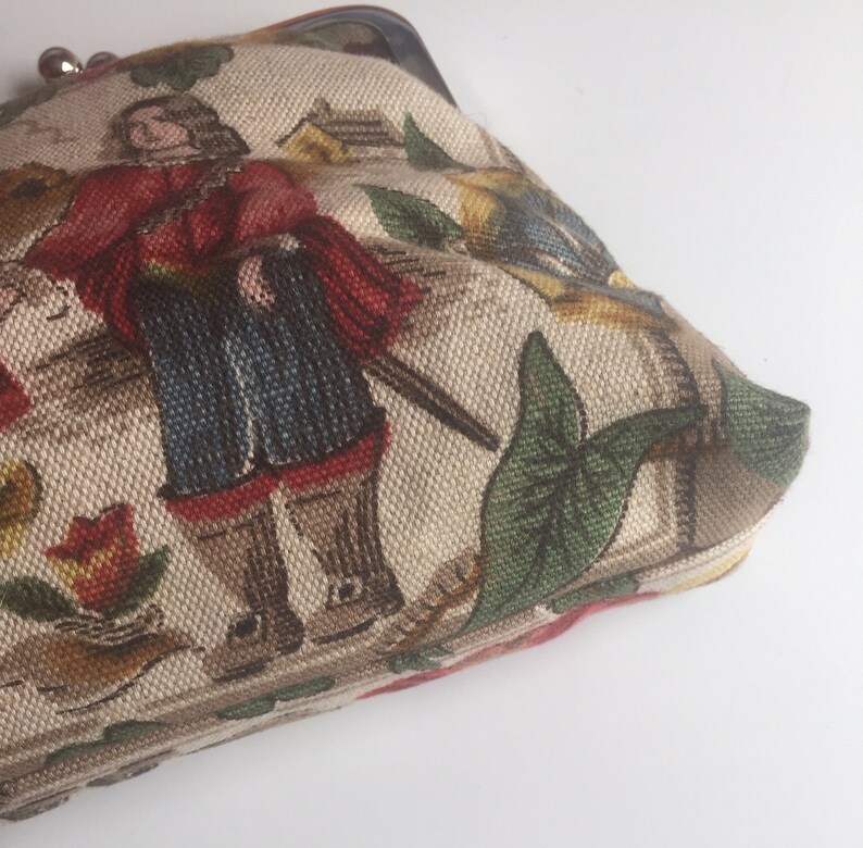 Large Vintage Fabric Handmade Purse Vintage Fabric Purse Etsy