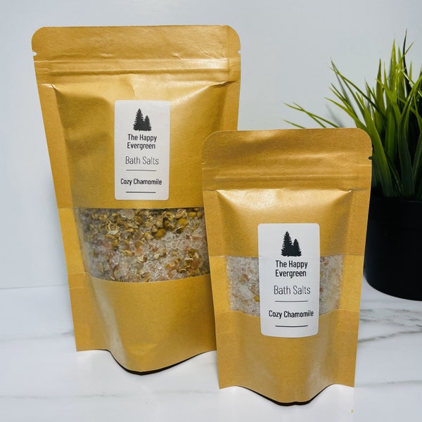 Cozy Chamomile Bath Salts -  Handmade - Natural - Gift - Self Care - Bath Soak - Himalayan Salt - Bath Products -Spa -Floral - Vegan