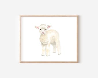 Watercolor Lamb Print: Hand Painted Sheep Art (Digital Download)