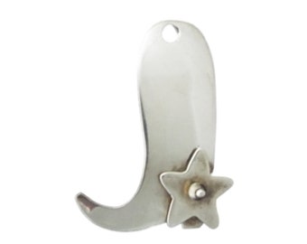 Broche de bota occidental de plata esterlina- Pin estrella giratoria- Joyería Beshara