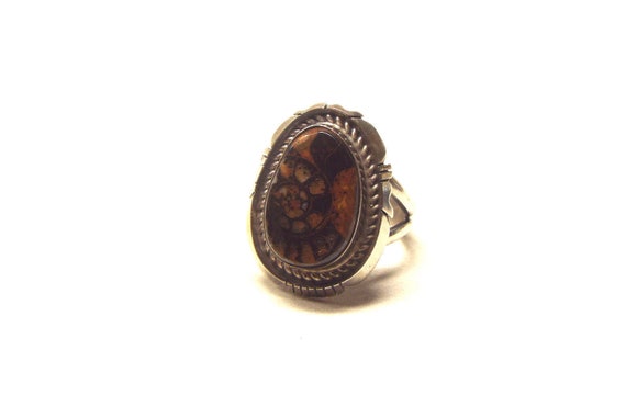 Ammonite Silver Ring Native American Jewelry Arst… - image 1