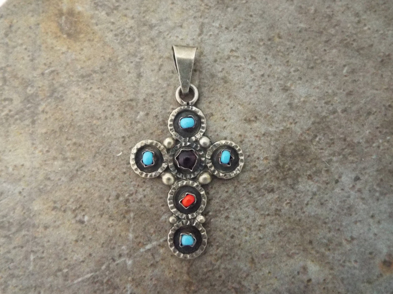 Beaded Cross Pendant Mexican Silver With Taxco Hallmarks Etsy