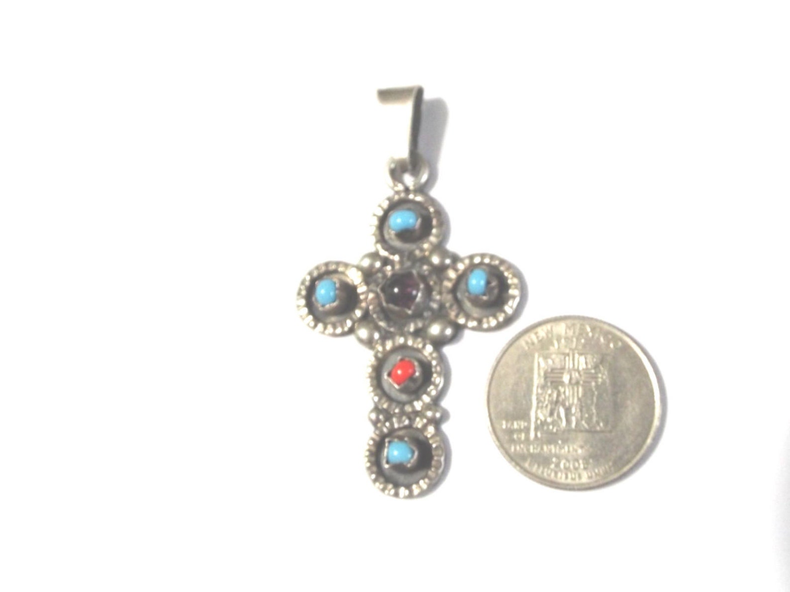 Beaded Cross Pendant Mexican Silver With Taxco Hallmarks Etsy