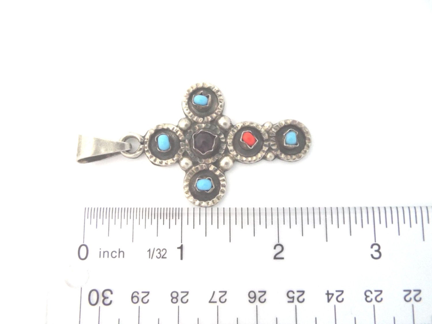 Beaded Cross Pendant Mexican Silver With Taxco Hallmarks Etsy