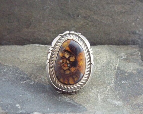 Ammonite Silver Ring Native American Jewelry Arst… - image 2