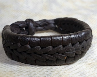 Deluxe braided plaited leather bracelet cuff