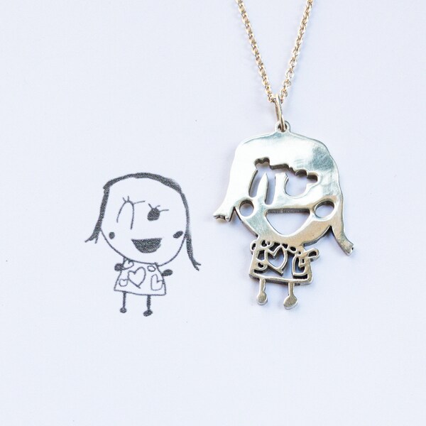 Custom Drawing Necklace in Sterling Silver