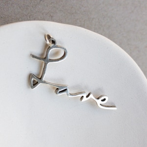 Custom Handwriting Pendant Handwriting Love Pendant Silver Signature Pendant image 3