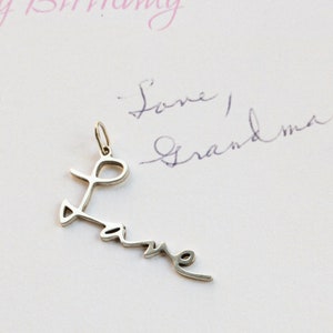 Custom Handwriting Pendant Handwriting Love Pendant Silver Signature Pendant image 1