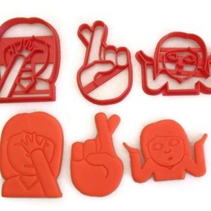 Emoji Facepalm Shrug Crossed Fingers cookie cutter set