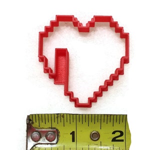 Small 8 Bit heart with Notch Cookie Cutter Fondant Cutter