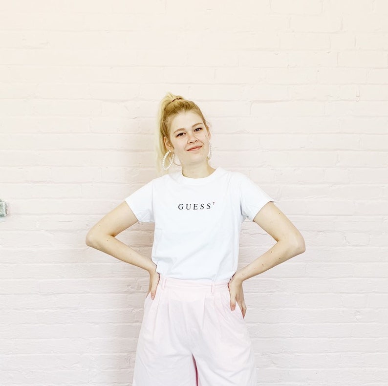 guess plain white t shirt
