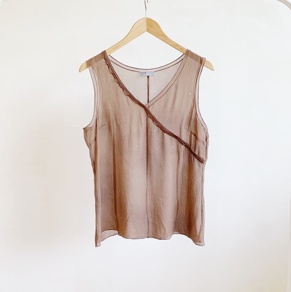 airy pure silk sleeveless blouse · vintage naf na… - image 1