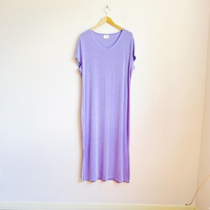 Ankle Length Lilac Purple Short Sleeve Maxi Dress  Vintage Tshirt Dress   Stretchy Ribbed Maxi Dress  Ankle Length Vintage Dress  Xl - Etsy