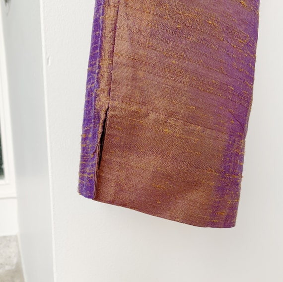iridescent high shine raw silk capri pants · copp… - image 4