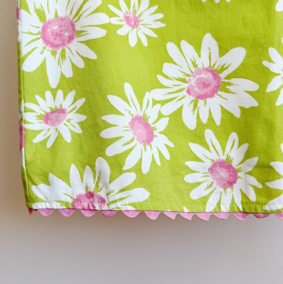 high waist lime green daisy skirt · pink and whit… - image 3