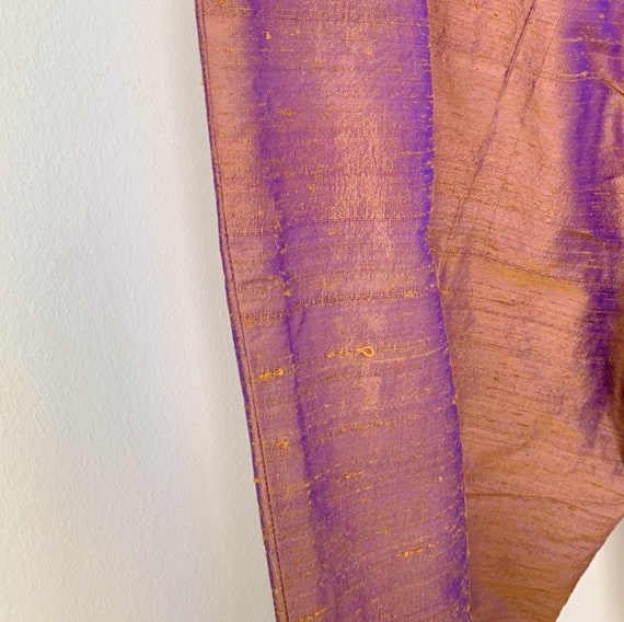 iridescent high shine raw silk capri pants · copp… - image 5