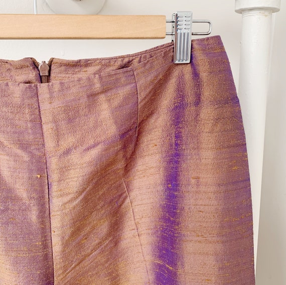 iridescent high shine raw silk capri pants · copp… - image 2