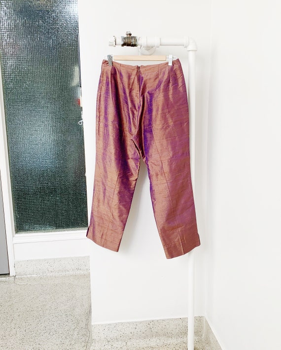 iridescent high shine raw silk capri pants · copp… - image 8