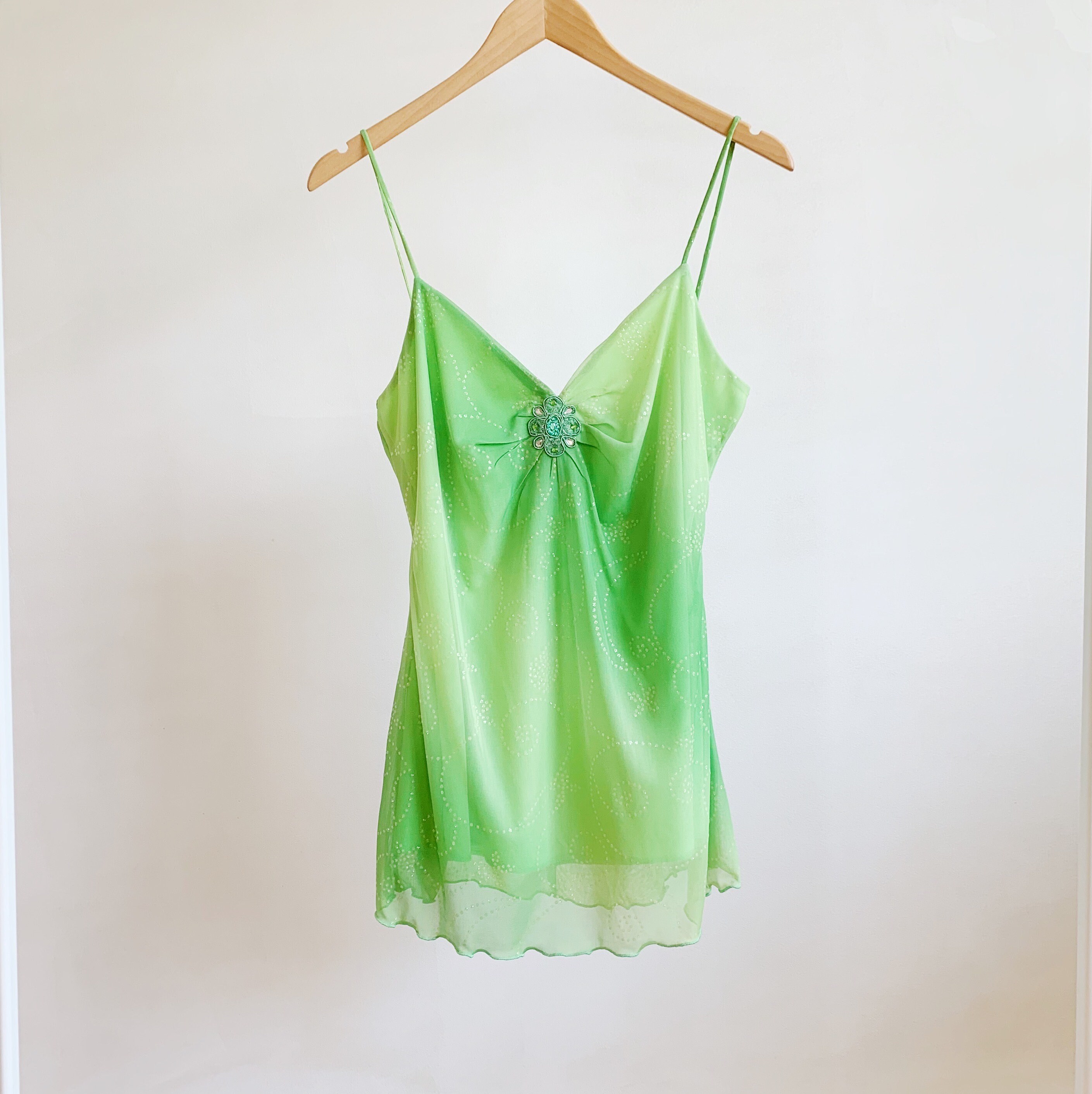 lime green satin top