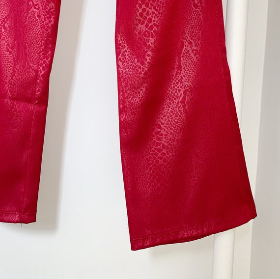 vintage 90s red snakeskin print high rise pants ·… - image 7