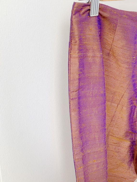 iridescent high shine raw silk capri pants · copp… - image 6