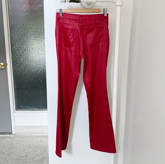 vintage 90s red snakeskin print high rise pants ·… - image 6