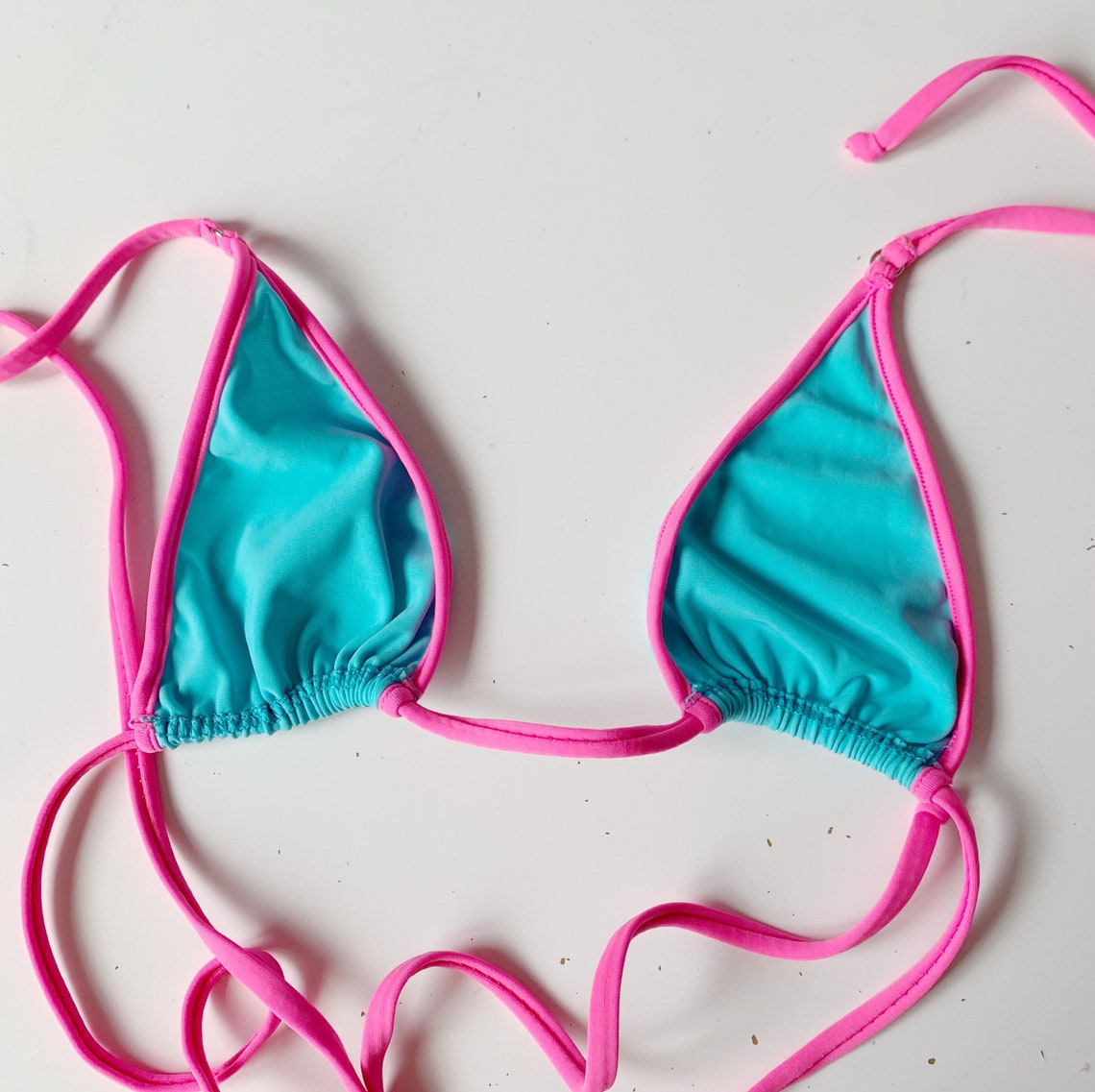 Hot Pink and Aqua Blue Itty Bitty Titty Bikini Top Contrast | Etsy