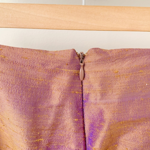 iridescent high shine raw silk capri pants · copp… - image 7