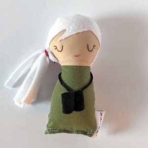 Cotton rag doll mini inspired by Dr. Jane Goodall to spark wonder and day-dreaming.