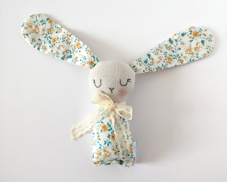 Stuffed bunny toy Farmhouse Fabric Bunnies Boho stuffed bunny Basket filler gift image 2