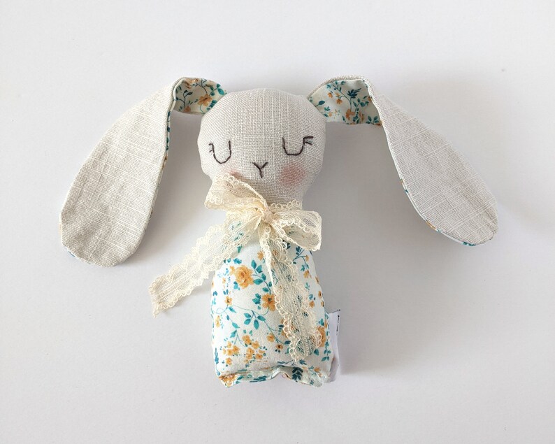 Stuffed bunny toy Farmhouse Fabric Bunnies Boho stuffed bunny Basket filler gift image 3