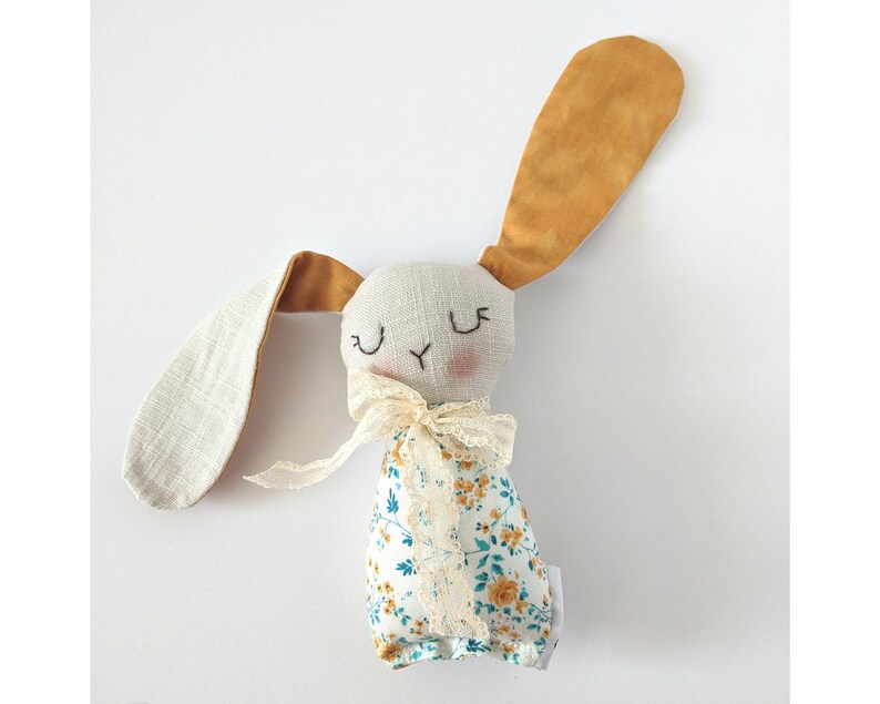 Stuffed bunny toy Farmhouse Fabric Bunnies Boho stuffed bunny Basket filler gift image 6