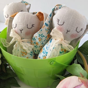 Stuffed bunny toy Farmhouse Fabric Bunnies Boho stuffed bunny Basket filler gift image 1