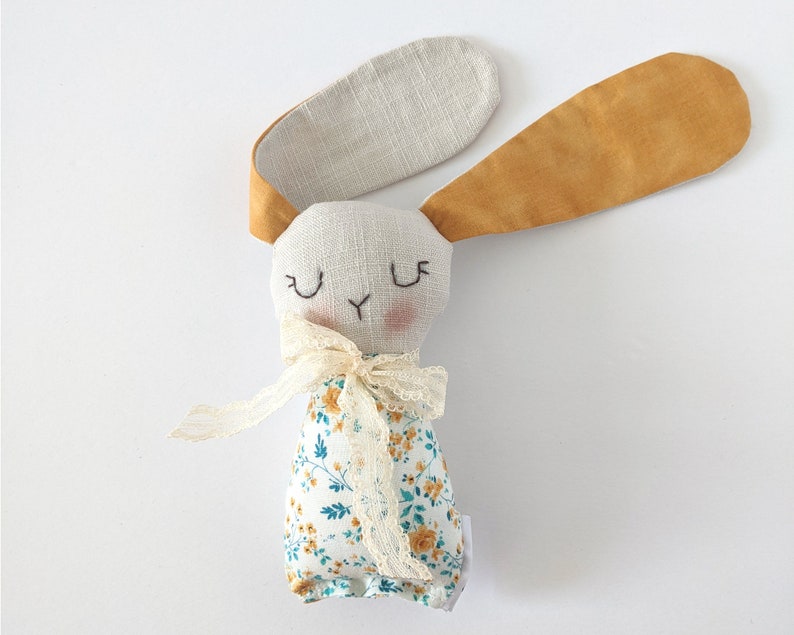 Stuffed bunny toy Farmhouse Fabric Bunnies Boho stuffed bunny Basket filler gift image 7