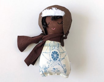 Bessie Coleman Handmade Doll, Aviation Pioneer Educational Gift for Kids, Mini Story Included
