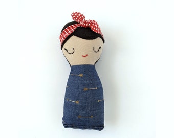 Rosie the Riveter doll -  mini cotton - pioneer woman - iconic women