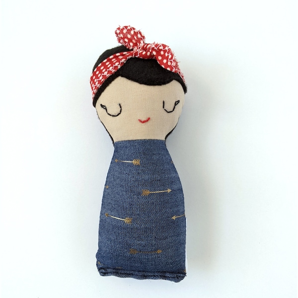 Rosie the Riveter doll -  mini cotton - pioneer woman - iconic women