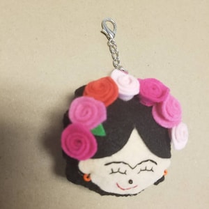 Mexican girl ornament, handmade, felt keychain, mexican chingona key chain, handmade ornament, Chicano ornaments,  purse hanger, key chain,