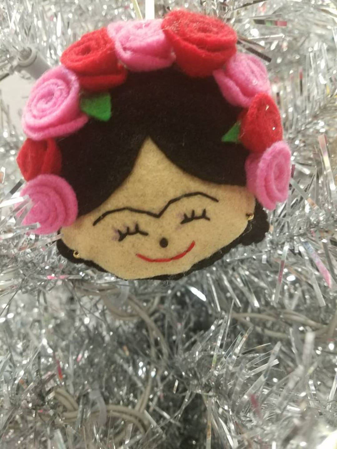 Mexican Girl Ornament, Handmade, Felt Ornament, Mexican Ornaments